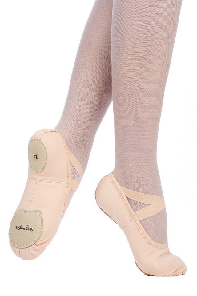 tanzmuster Ballettschuhe Mio vegan aus Baumwoll-Stretch Tanzschuh Ballettschläppchen mit geteilter Sohle für Kinder und Erwachsene