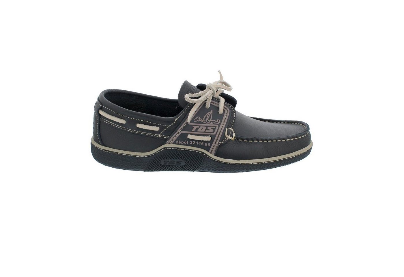 TBS Globek Segelschuh, Bateau Full Grain Leather, Marine/ Froment, B8D Bootsschuh