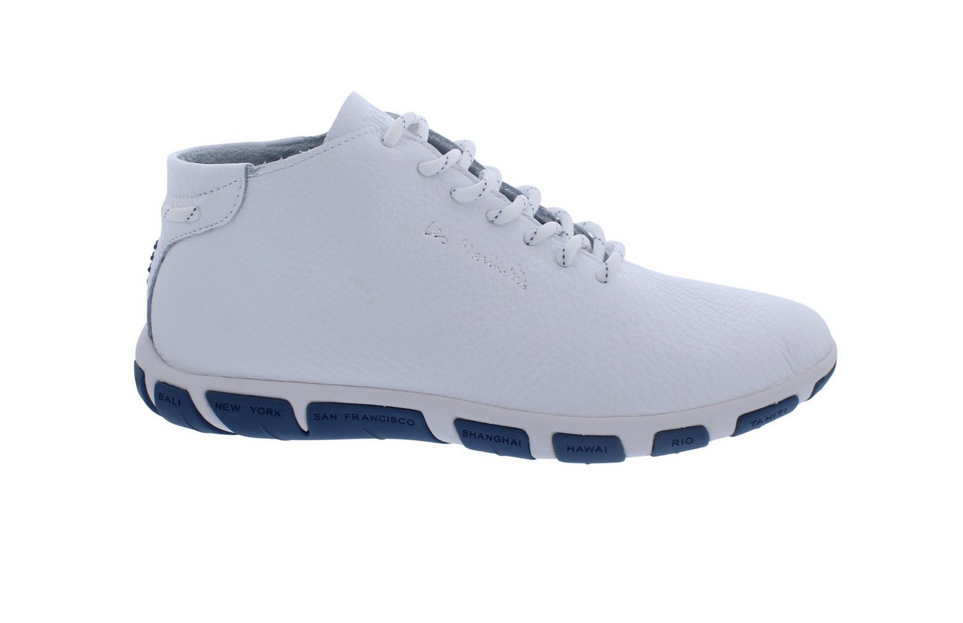 TBS Segelschuh Juhayna F7I87, Glattleder, Weiß mit blauer Sohle, Fußbe Bootsschuh