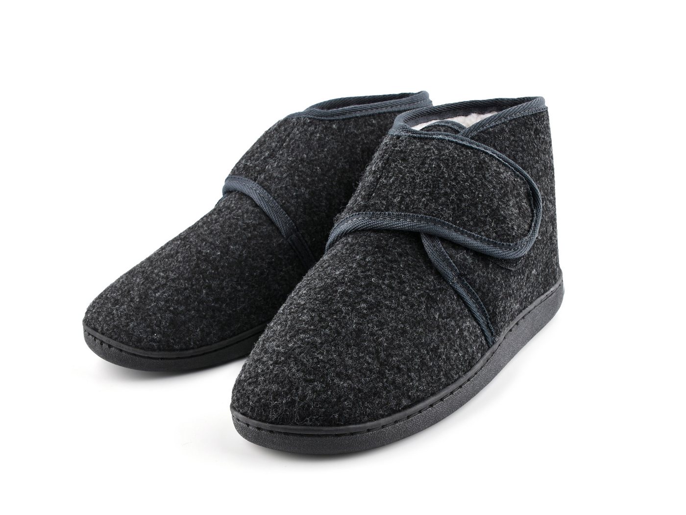 TIESTRA Damen Herren Winterhausschuhe, Warm Hausschuh (Memory Foam Sohle, flach geschnitten, 1-tlg) Kunststoffe mit Lammfell, breiter Fußbereich & Filzpantoffeln