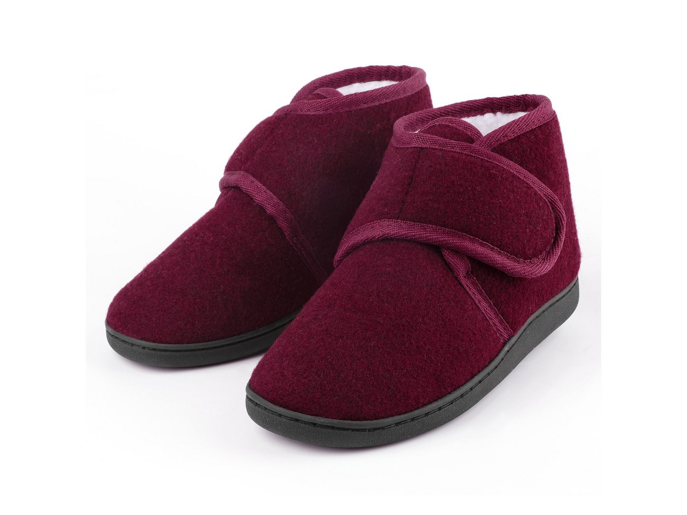 TIESTRA Damen Herren Winterhausschuhe, Warm Hausschuh (Memory Foam Sohle, flach geschnitten, 1-tlg) Kunststoffe mit Lammfell, breiter Fußbereich & Filzpantoffeln