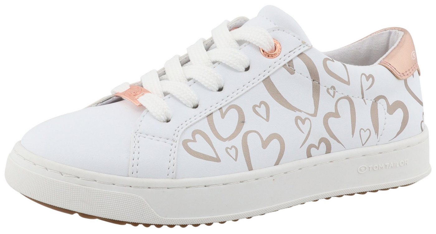 Tom Tailor Plateausneaker, Freizeitschuh, Halbschuh, Schnürschuh mit süßem Herzchendruck