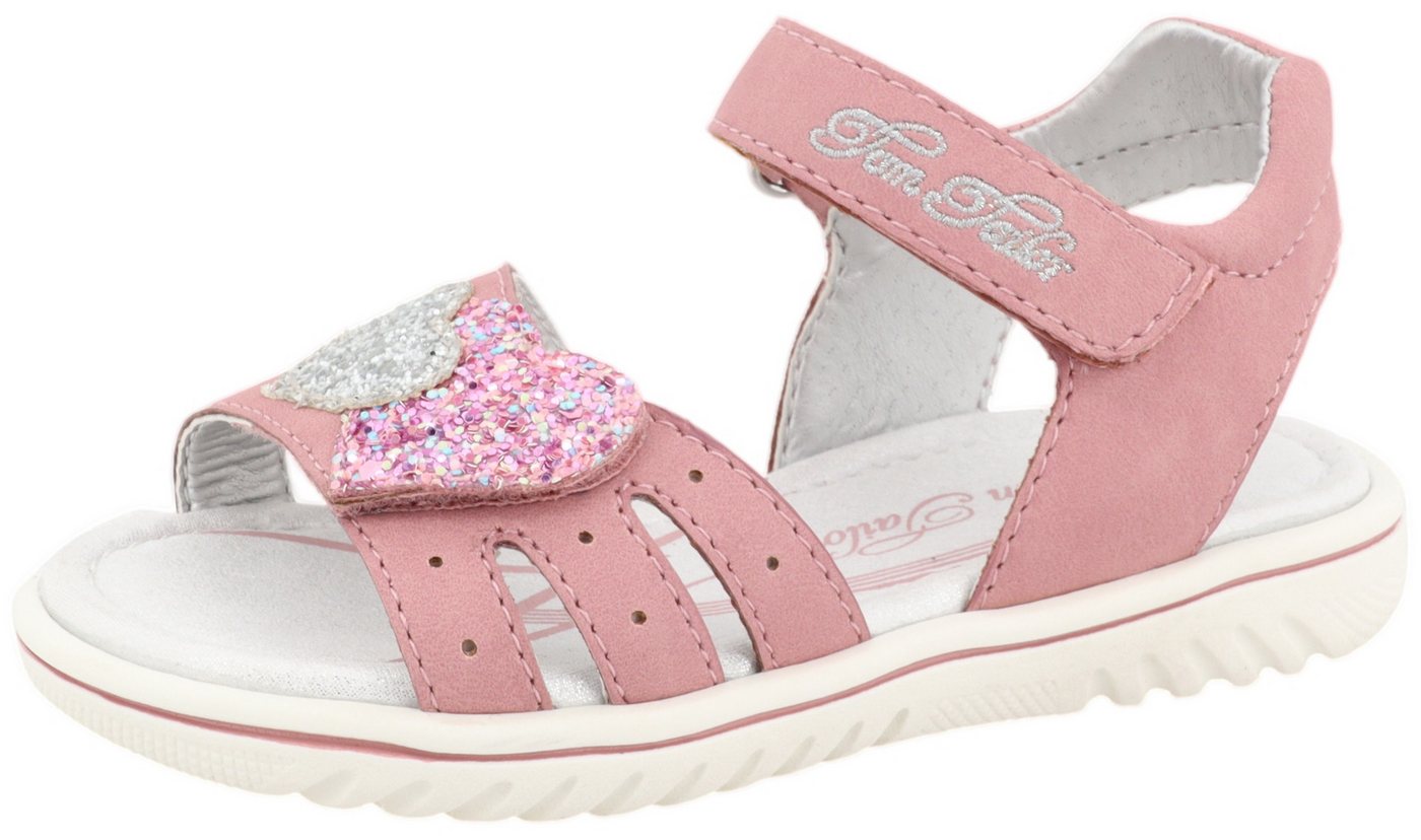 Tom Tailor Sandale, Festtagsschuh, Klettschuh, Sommerschuh mit Glitzer-Herzen