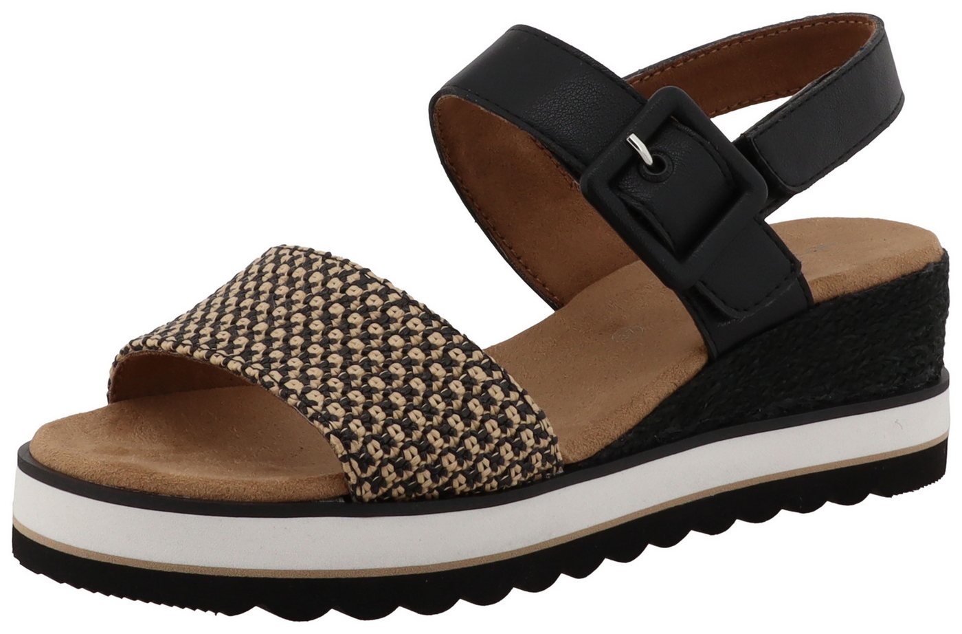 Tom Tailor Sastra Keilsandalette Riemchensandale, Sommerschuh mit Kontrastbesatz