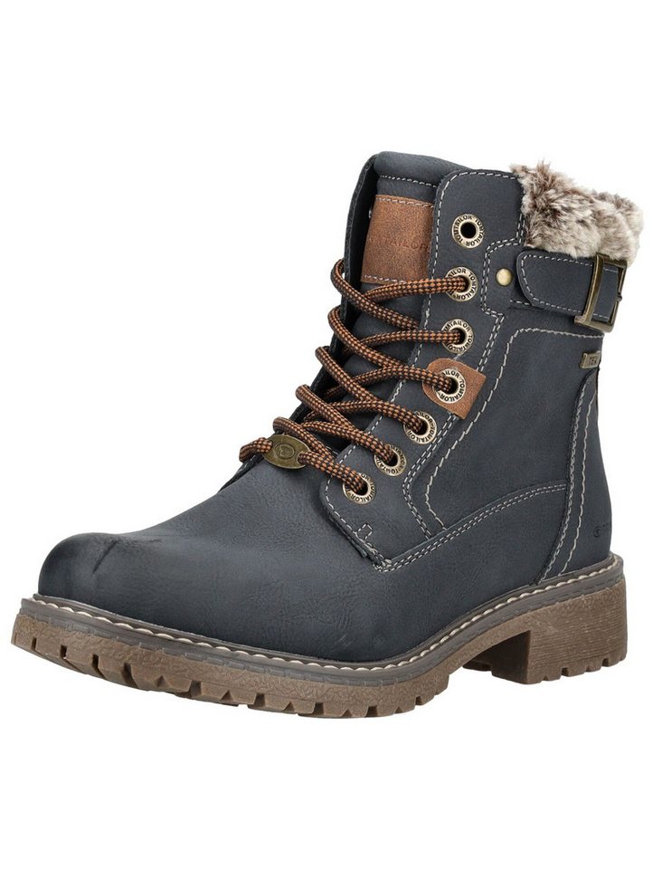 Tom Tailor Stiefelette Lederimitat Schnürstiefelette (blau)