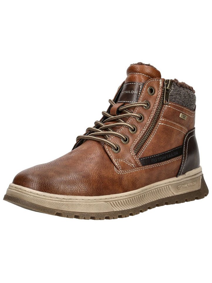 Tom Tailor Stiefelette Lederimitat Schnürstiefelette (braun)