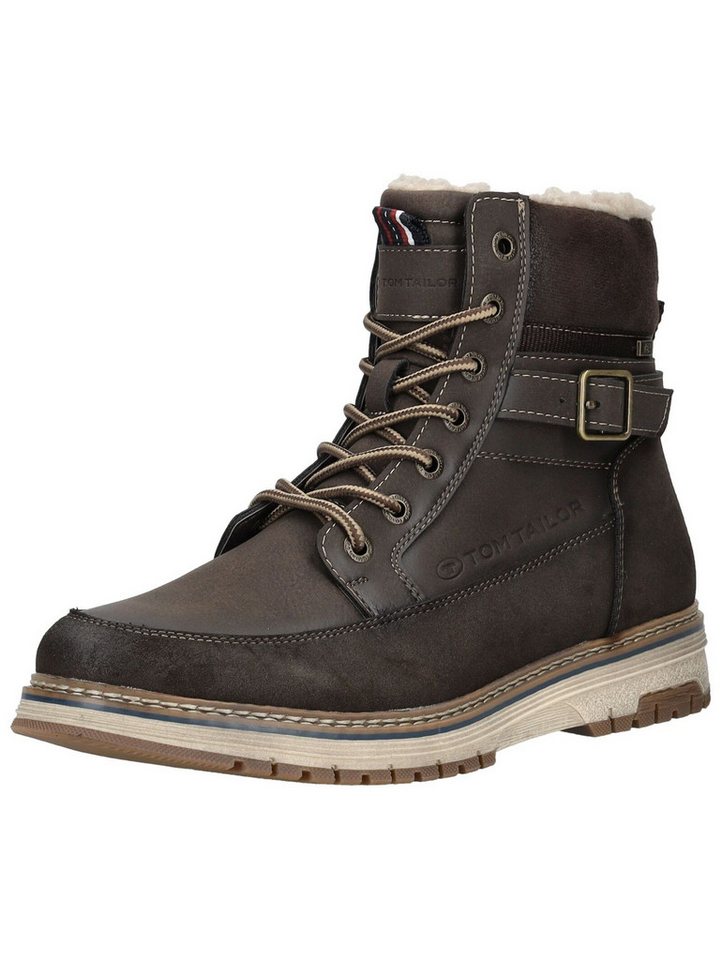 Tom Tailor Stiefelette Lederimitat Schnürstiefelette (braun)