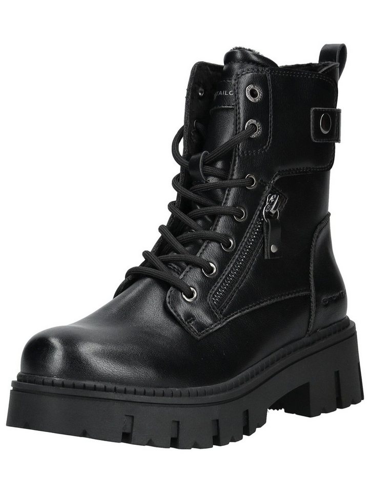 Tom Tailor Stiefelette Lederimitat Schnürstiefelette (schwarz)