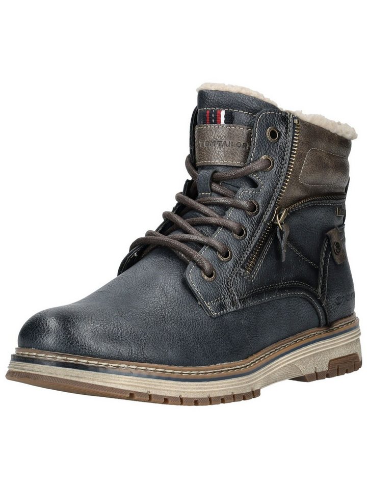Tom Tailor Stiefelette Lederimitat/Textil Schnürstiefelette (blau)