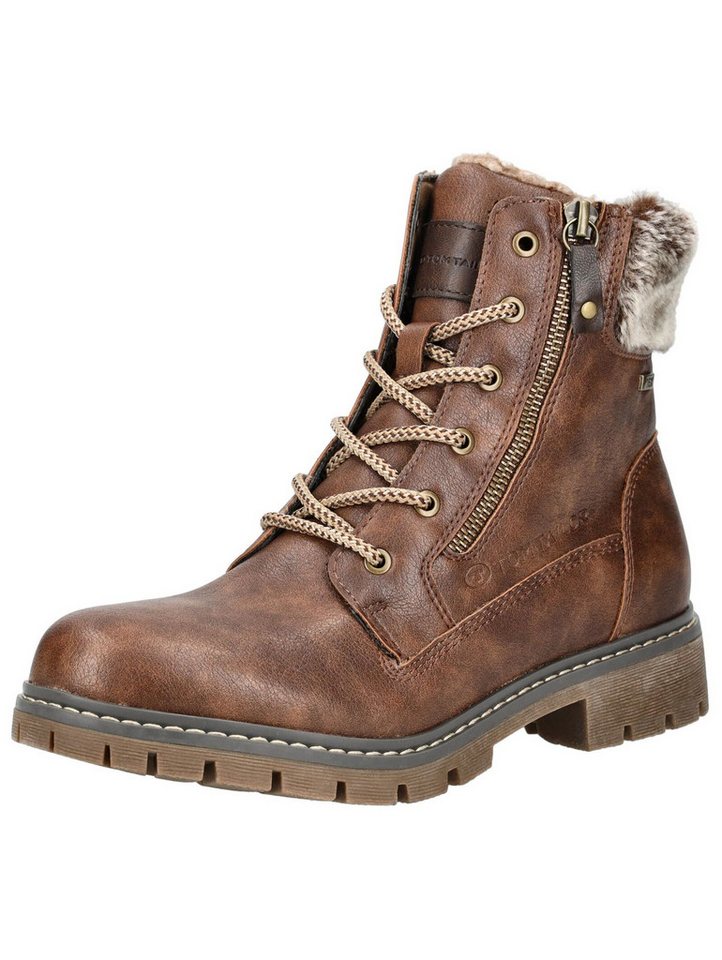Tom Tailor Stiefelette Lederimitat/Textil Schnürstiefelette (braun)