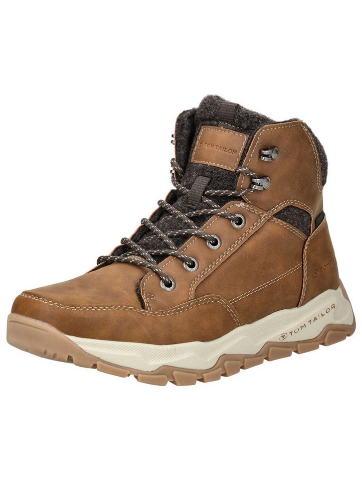 Tom Tailor Stiefelette Lederimitat/Textil Schnürstiefelette (braun)