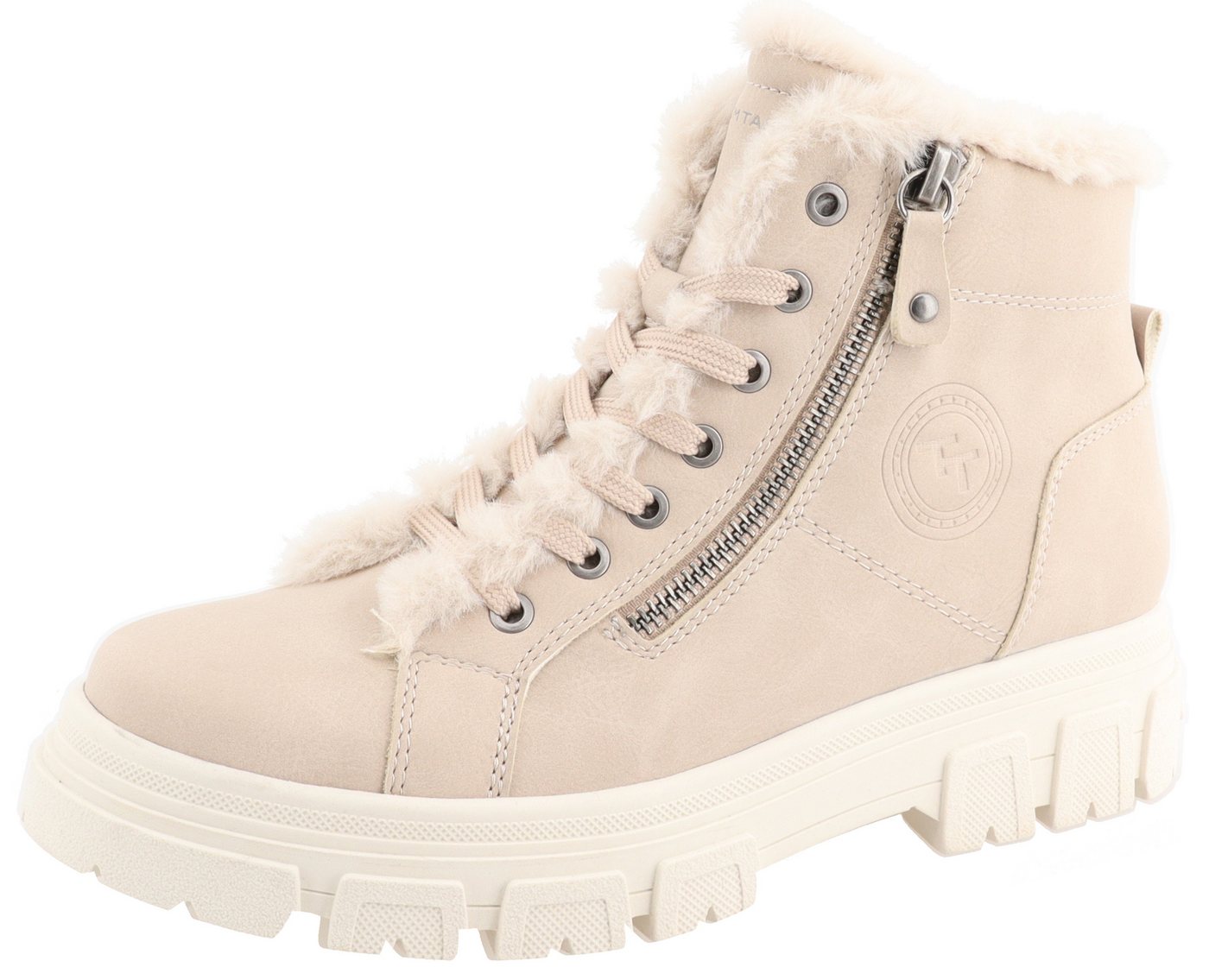 Tom Tailor Winterboots Plateauboots, Winterboots mit Zierreißverschluss (beige)