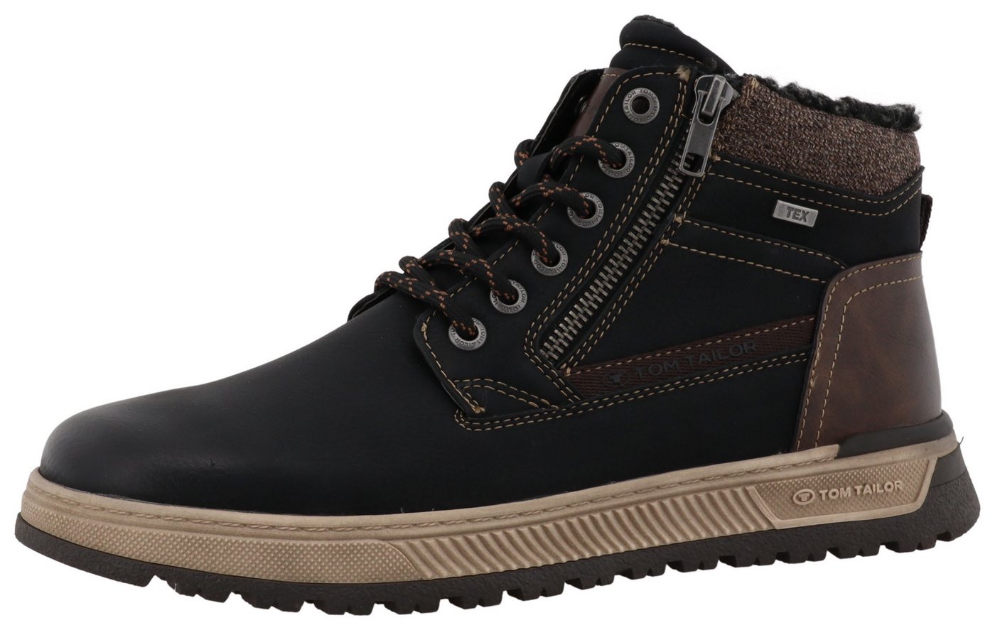 Tom Tailor Winterboots Schnürboots, Winterboots mit Reißverschluss (schwarz)