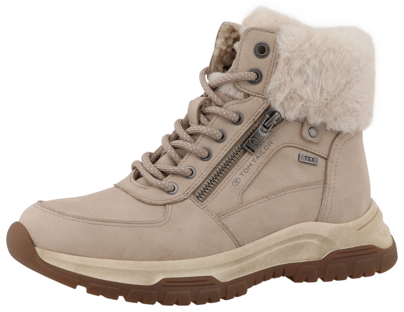 Tom Tailor Winterboots Winterboots, Schnürboots mit TEX-Membrane, Weite G (beige)