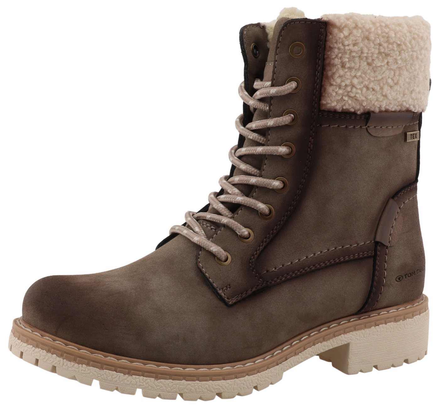 Tom Tailor Winterboots Workerboots, Hiking Boot mit Blockabsatz (beige)