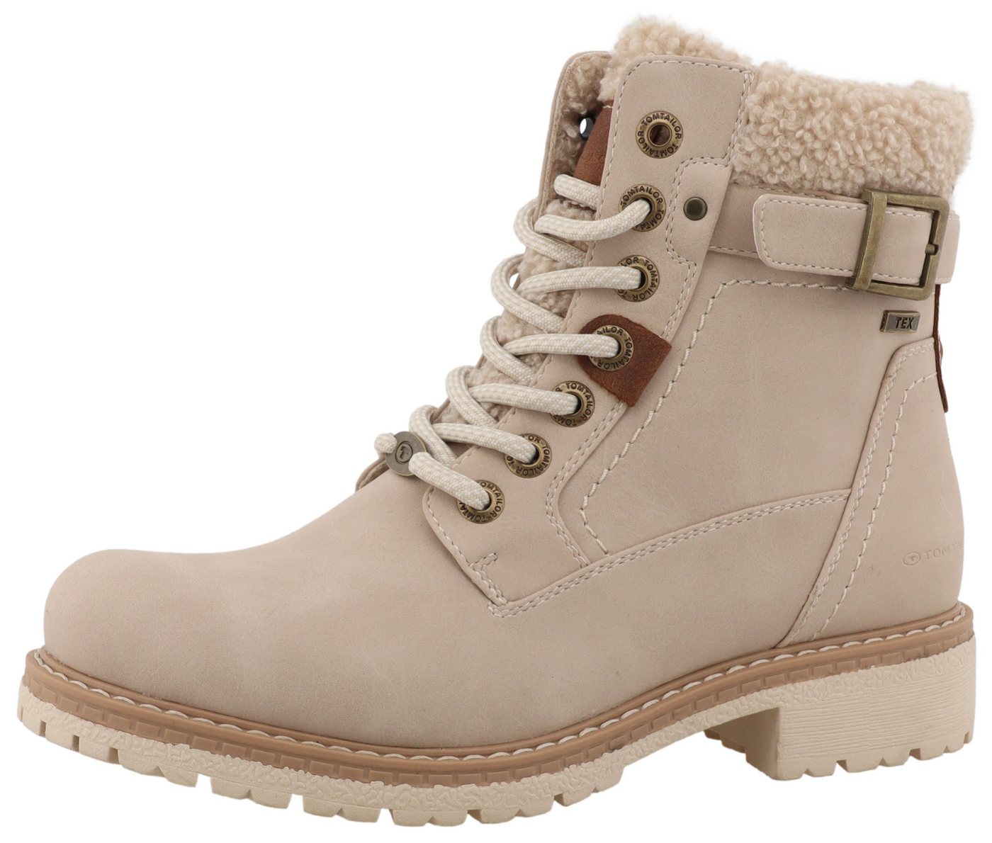 Tom Tailor Winterboots Workerboots, Hiking Boot mit Blockabsatz (beige)
