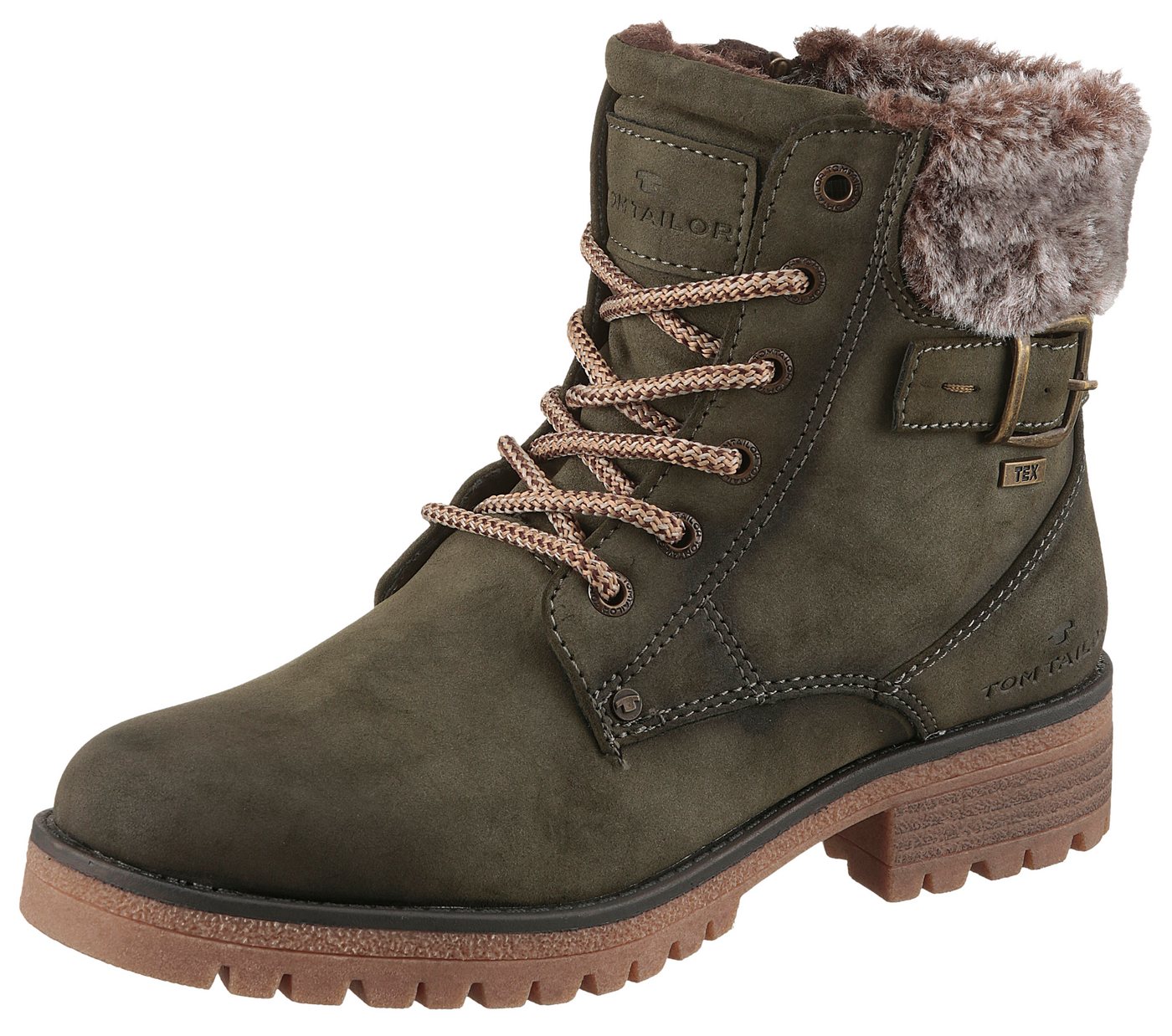 Tom Tailor Winterboots Workerboots, Hiking Boot mit Blockabsatz (grün)