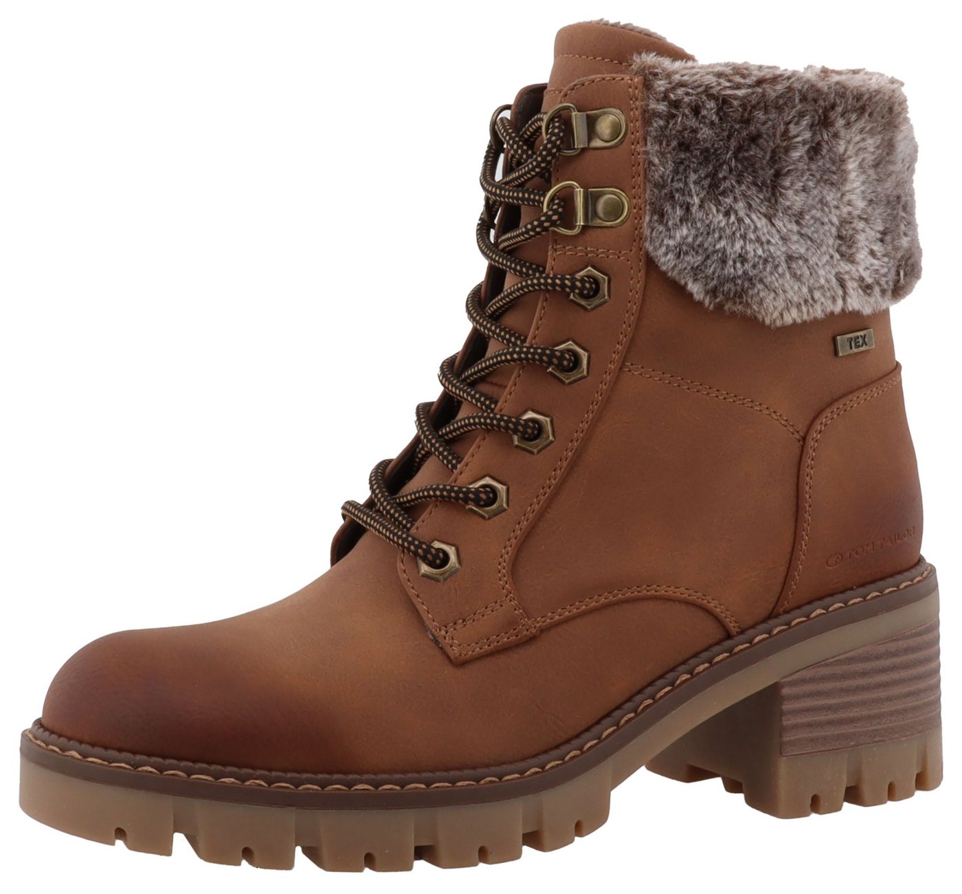 Tom Tailor Winterstiefelette Workerboots, Plateaustiefelette mit Blockabsatz (braun)