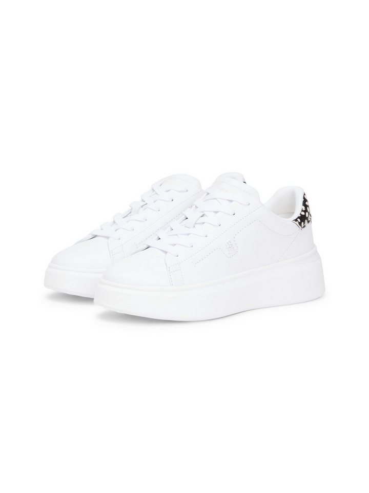 Tommy Hilfiger ANIMAL PRINT PLATFORM SNEAKER Plateausneaker, Schnürer, Halbschuh, Freizeitschuh, gepunkteter Braun-Beiger-Besatz