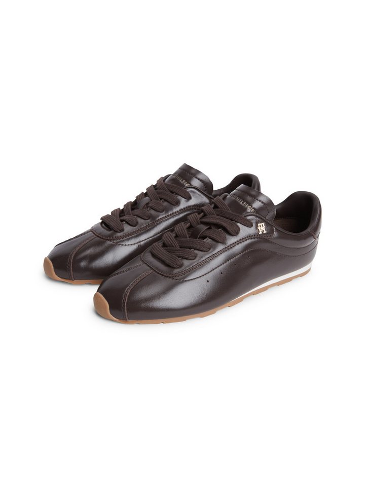Tommy Hilfiger BELLA SNEAKER LEATHER Sneaker Freizeitschuh, Halbschuh, Schnürschuh im Retro-Look (braun)