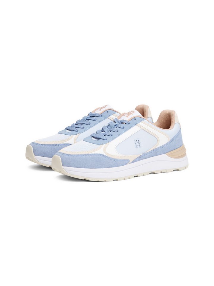 Tommy Hilfiger CASUAL FASHION RUNNER MIX Keilsneaker, Plateau, Freizeitschuh, Halbschuh, Schnürer mit TH-Logoapplikation (blau)
