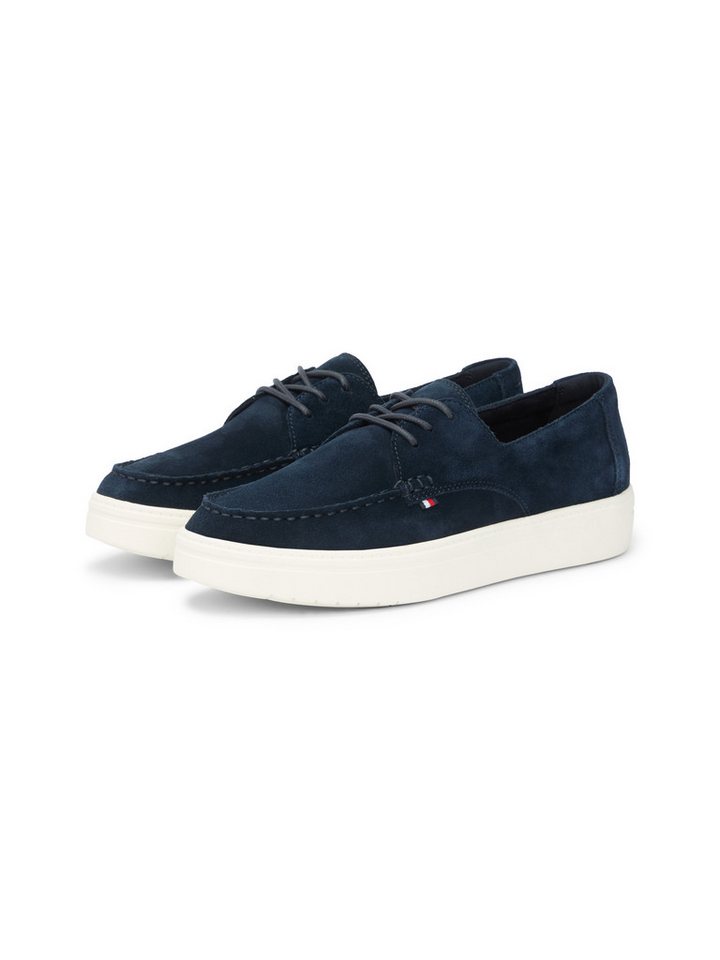 Tommy Hilfiger CASUAL SUEDE STITCH TOE HYBRID Bootsschuh Schnürschuh, Halbschuh, Freizeitschuh mit abgesteppter Ziernaht (blau)