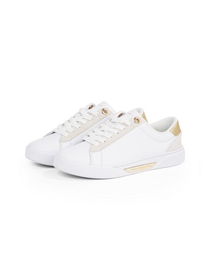 Tommy Hilfiger CHIC COURT SNEAKER Plateausneaker, Schnürschuh, Halbschuh, Freizeitschuh mit goldfarbenen Besätzen