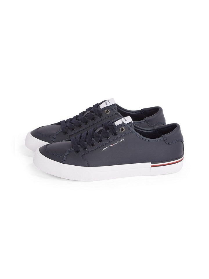 Tommy Hilfiger CORE CORPORATE VULC LEATHER Sneaker, Freizeitschuh, Halbschuh, Schnürer mit Logoschriftzug (blau)