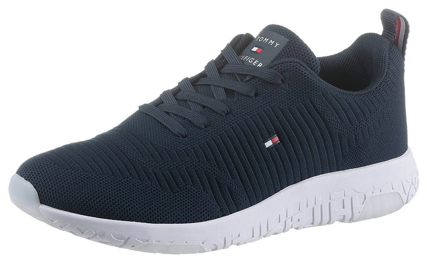 Tommy Hilfiger CORPORATE KNIT RIB RUNNER Sneaker, Freizeitschuh, Halbschuh, Schnürschuh mit seitlicher Logoflagge (blau)