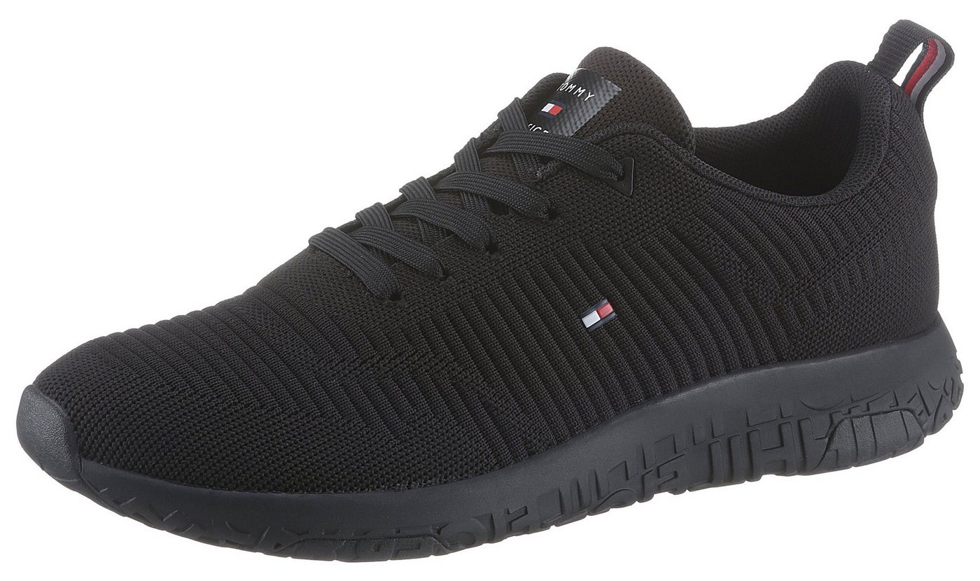 Tommy Hilfiger CORPORATE KNIT RIB RUNNER Sneaker, Freizeitschuh, Halbschuh, Schnürschuh mit seitlicher Logoflagge