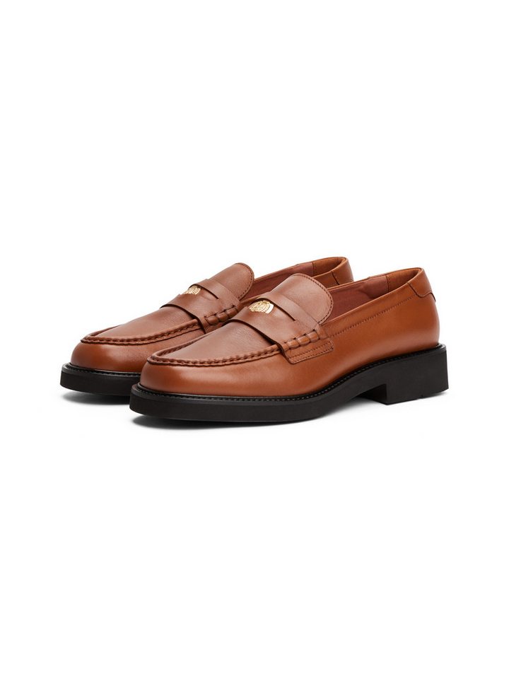 Tommy Hilfiger CREST SQUARISH TOE PENNY LOAFER Loafer, Blockabsatz, Slipper, Businessschuh mit Schmuckelement