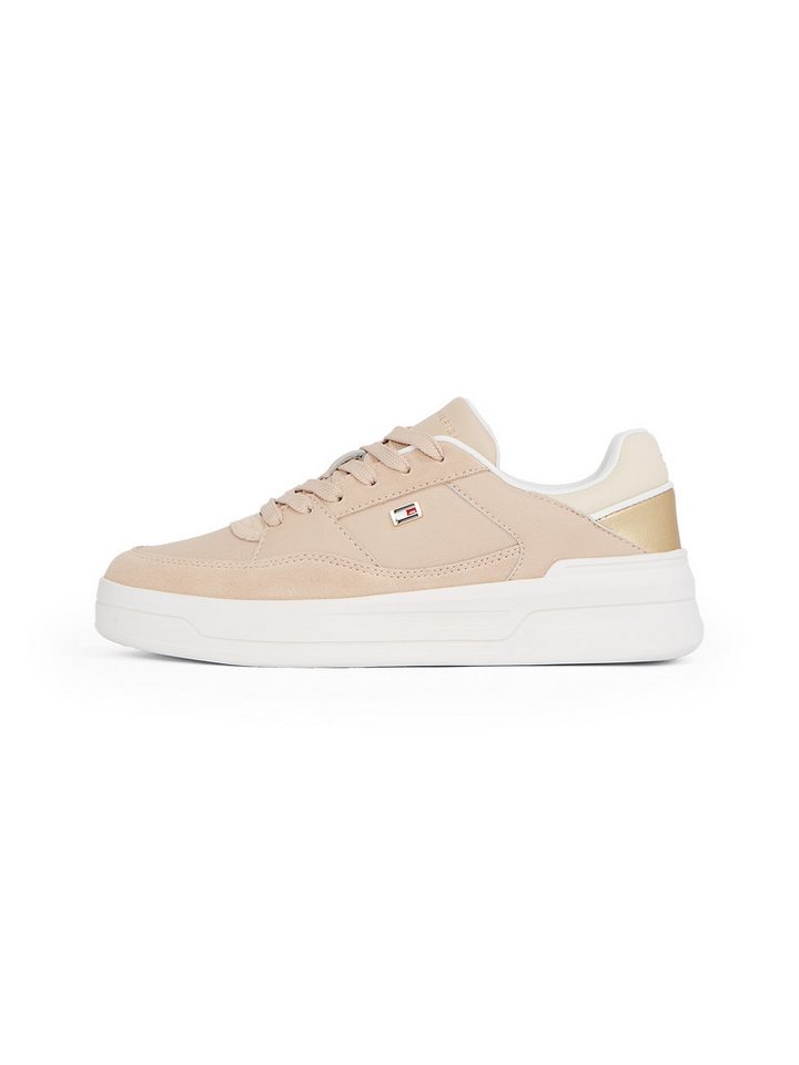 Tommy Hilfiger ESSENT BASKET SNEAKER METALLIC Plateausneaker, Freizeitschuh, Halbschuh, Schnürschuh mit seitlicher Logoflagge (rose kombiniert)