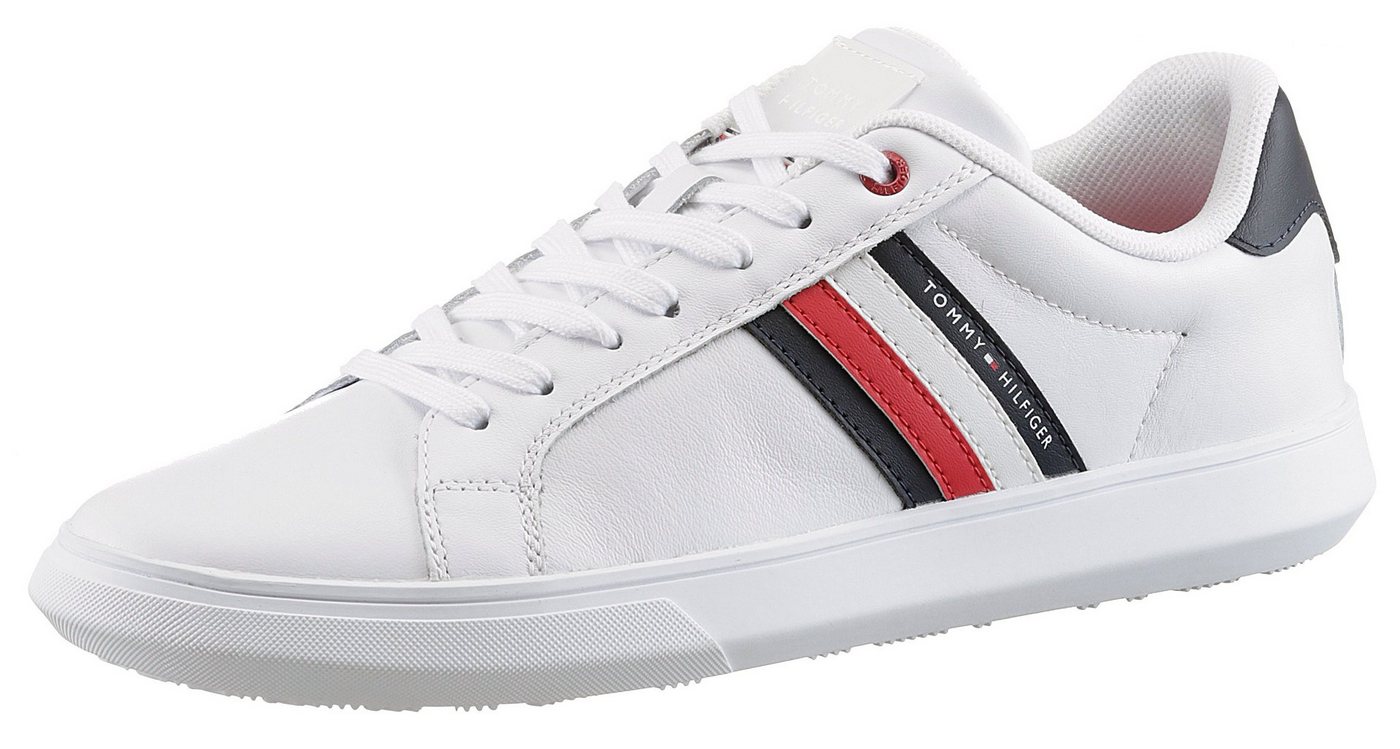 Tommy Hilfiger ESSENTIAL LEATHER CUPSOLE Sneaker, Freizeitschuh, Halbschuh, Schnürschuh mit typischen Streifen