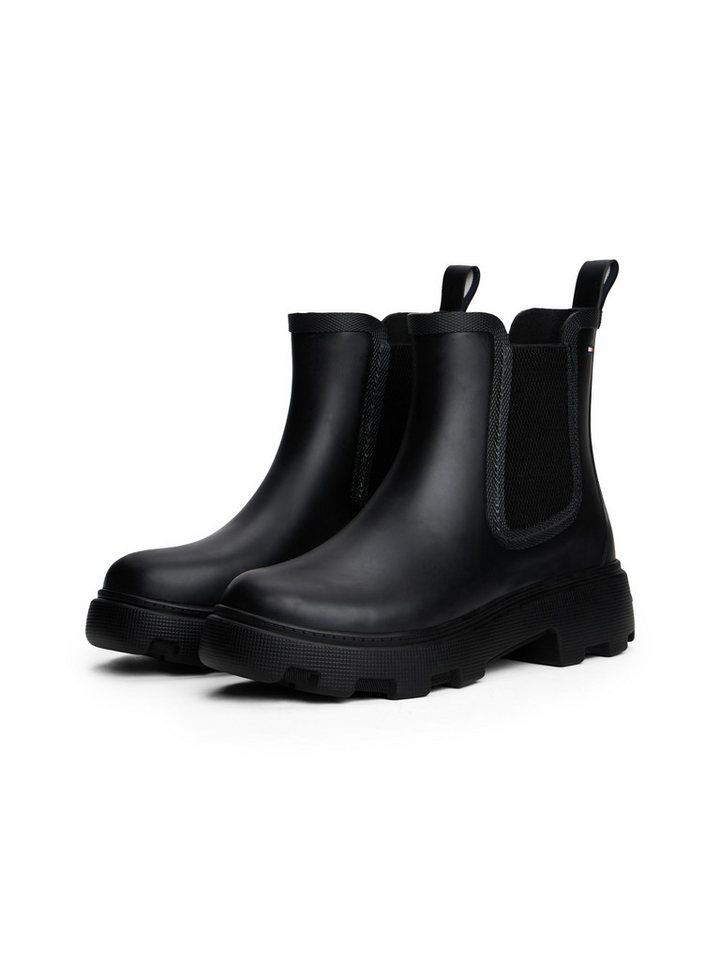 Tommy Hilfiger FLAG ANKLE RAINBOOT WARM LINING Chelseaboots, Blockabsatz, Rainboots, Stiefelette mit Flaggen-Stickerei