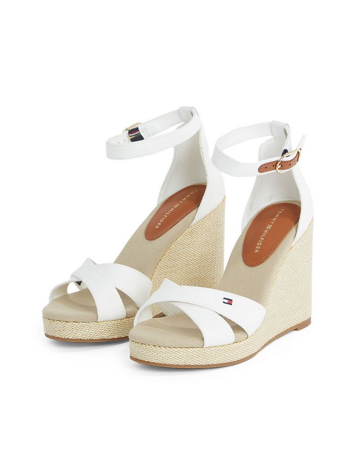 Tommy Hilfiger FLAG HIGH WEDGE ESPAD CRISSCROSS High-Heel-Sandalette, Riemchensandale, Sommerschuh, Keilsandalette, verstellbarer Schnalle