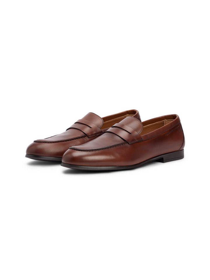 Tommy Hilfiger FLEXIBLE SLIM LEATHER LOAFER Loafer Blockabsatz, Slipper, Businessschuh mit Zierriegel