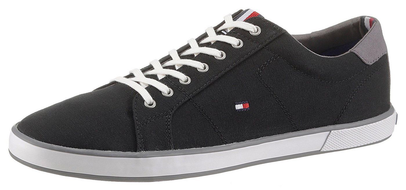 Tommy Hilfiger H2285ARLOW 1D Sneaker, Freizeitschuh, Halbschuh, Schnürer mit seitlicher Flaggen-Stickerei (grau/schwarz)