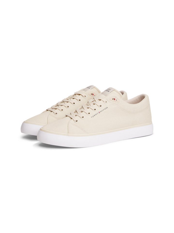 Tommy Hilfiger HARLEM CORE II CVS Sneaker Freizeitschuh, Halbschuh, Schnürer mit Logo-Aufnäher an der Schuhzunge (beige)