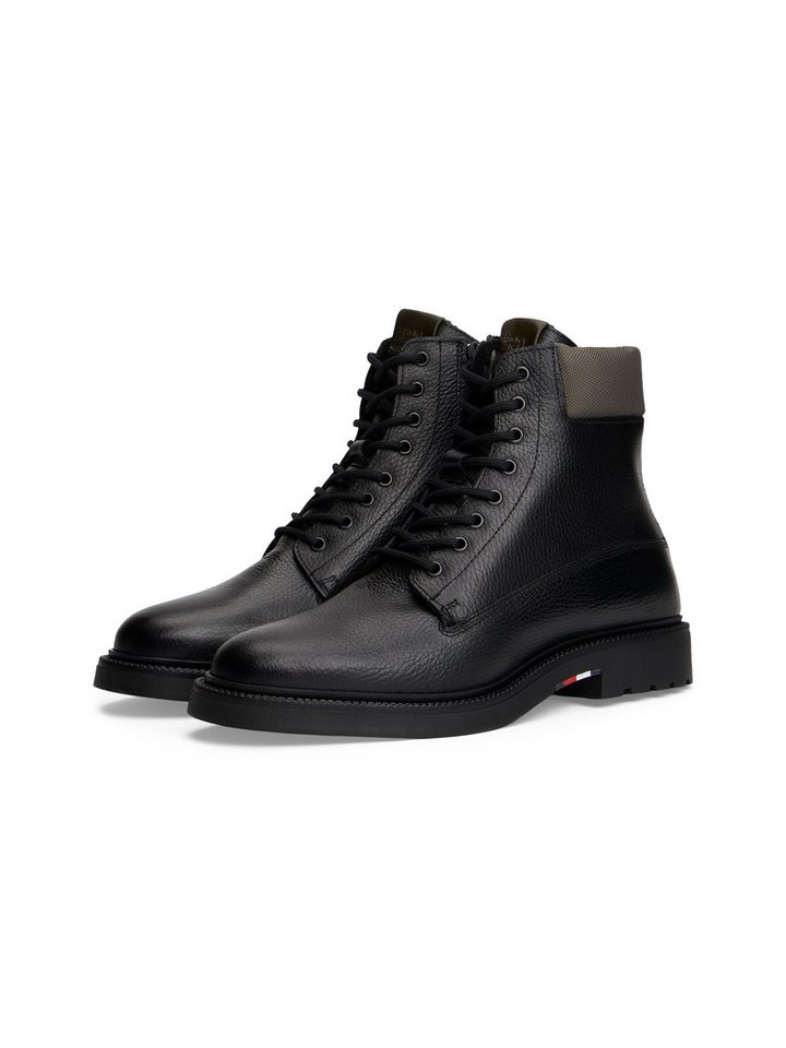 Tommy Hilfiger HILFIGER COMFORT LWT WRM MX BOOT Schnürboots, Herbstboots, Schnürstiefelette mit Logo-Aufnäher an der Schuhzunge (schwarz)