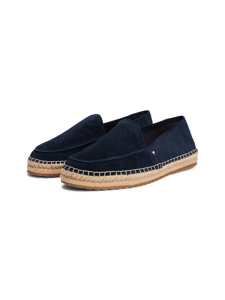 Tommy Hilfiger HILFIGER FLEX ESPA SUEDE LOAFER Espadrille, Sommerschuh, Schlupfschuh, Slipper mit Bastbezug am Plateau