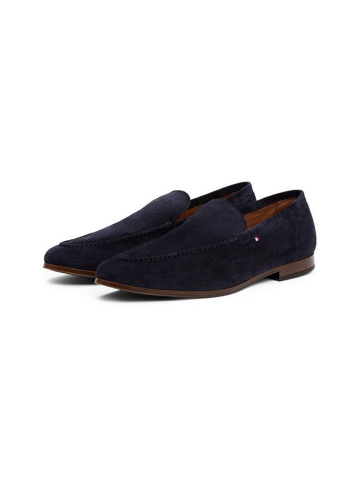 Tommy Hilfiger HILFIGER FLEXIBLE SUEDE LOAFER Slipper, Blockabsatz, Loafer, Businsesschuh, Abendschuh mit Logoflag (blau)