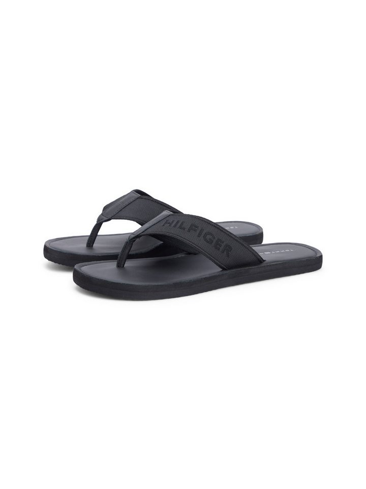 Tommy Hilfiger HILFIGER LEATHER BEACH SANDAL Zehentrenner Sommerschuh, Flat mit modischer Logostickerei