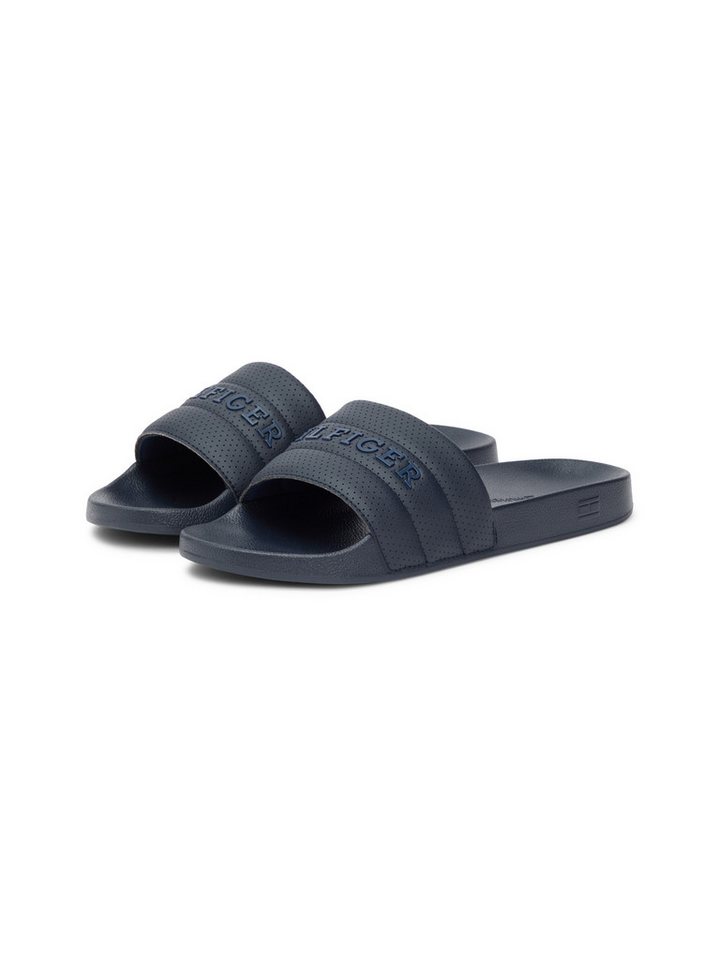 Tommy Hilfiger HILFIGER PAD PERF POOL SLIDE Pantolette, Sommerschuh, Badepantolette mit Logoschriftzug