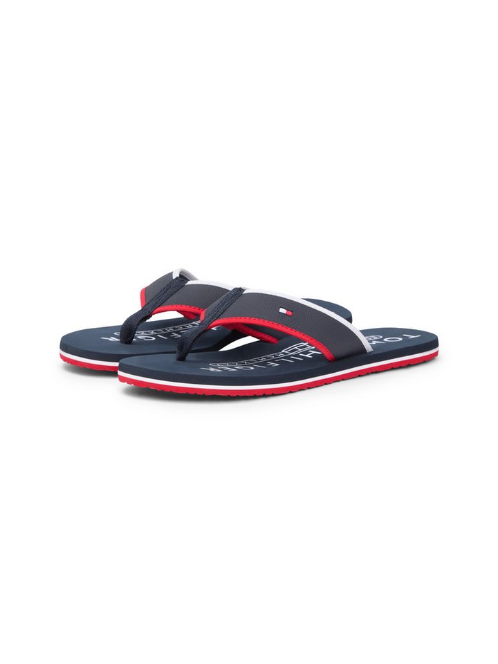Tommy Hilfiger HILFIGER TUMBLE BEACH SANDAL Zehentrenner, Sommerschuh, Badeschuh mit dreifarbiger Laufsohle