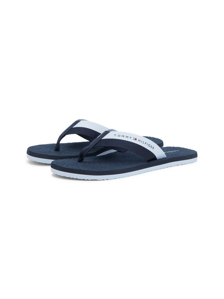 Tommy Hilfiger HILFIGER WEBBING BEACH SANDAL Zehentrenner Sommerschuh, Pool Slides, Flat im Kontrastlook