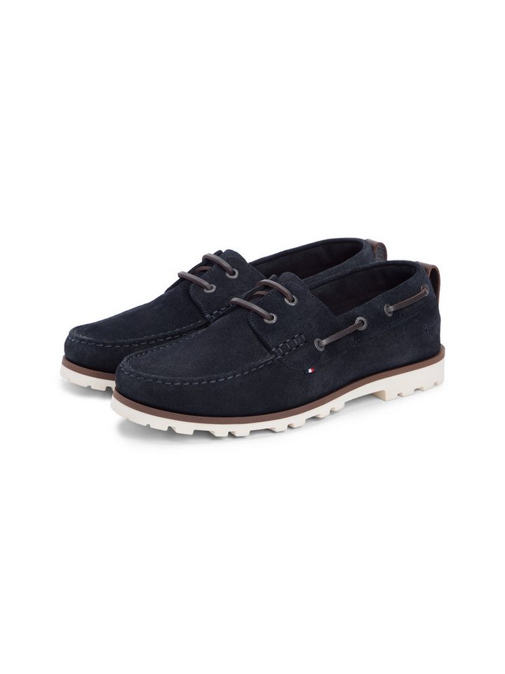 Tommy Hilfiger HILIFGER LIGHT SDE BOAT SHOE Bootsschuh Schnürschuh, Halbschuh mit Durchzügen und Ösen (blau)