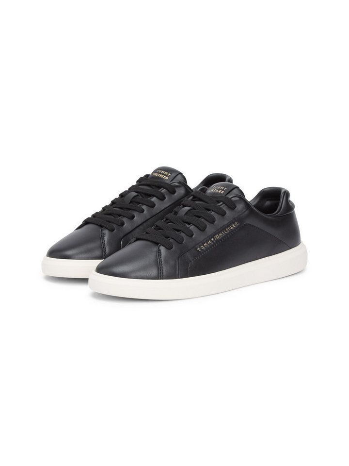 Tommy Hilfiger ICON COURT LIGHT WEIGHT SHINNY Plateausneaker Freizeitschuh, Halbschuh, Schnürer mit TH-Logo - klein ausfallend (schwarz)