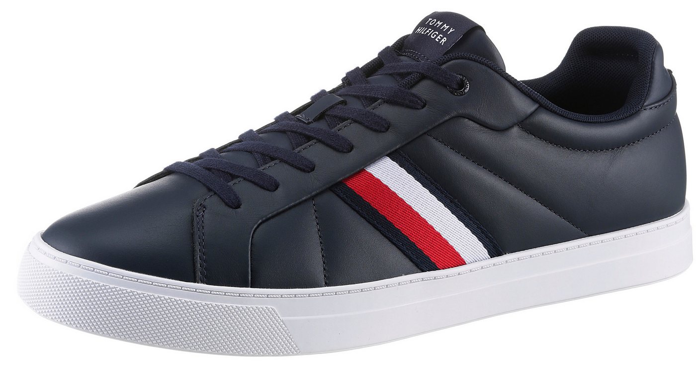 Tommy Hilfiger ICON COURT LTH STRIPES Sneaker, Schnürschuh, Freizeitschuh, Halbschuh mit gepolstertem Schaftrand