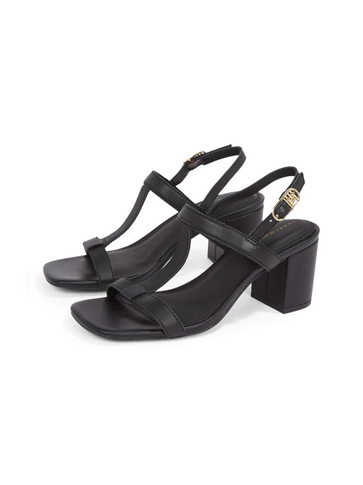 Tommy Hilfiger LEATHER BLOCK HEEL SANDAL Sandalette, Abendschuh, Partyschuh mit verstellbarer Schnalle, schmale Form