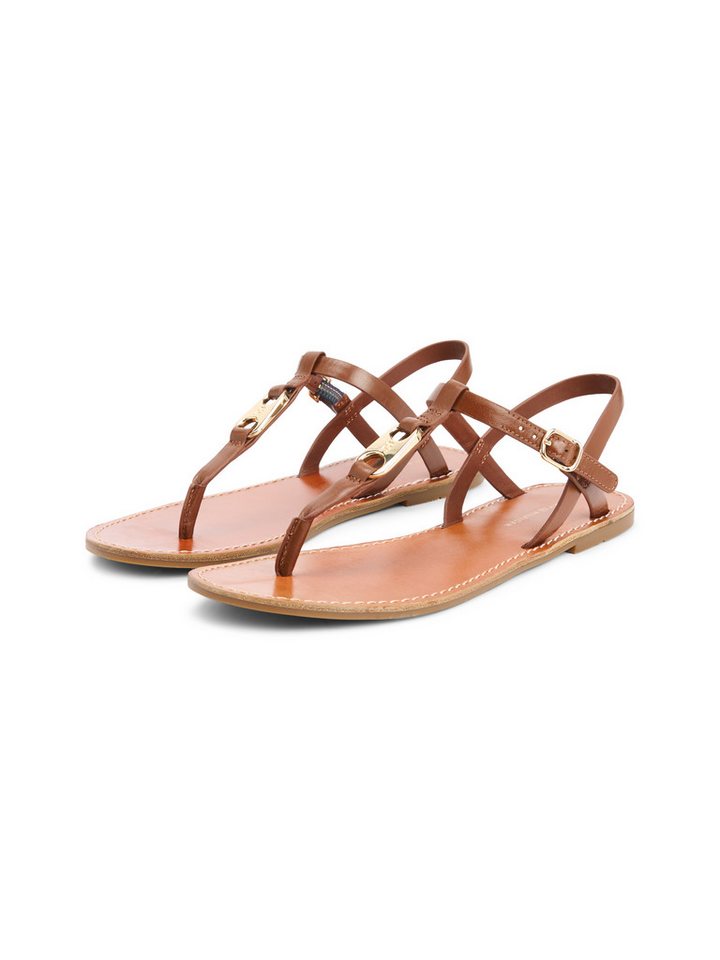 Tommy Hilfiger LEATHER THONG SANDAL Riemchensandale Sommerschuh, Sandalette mit Schmucklogo